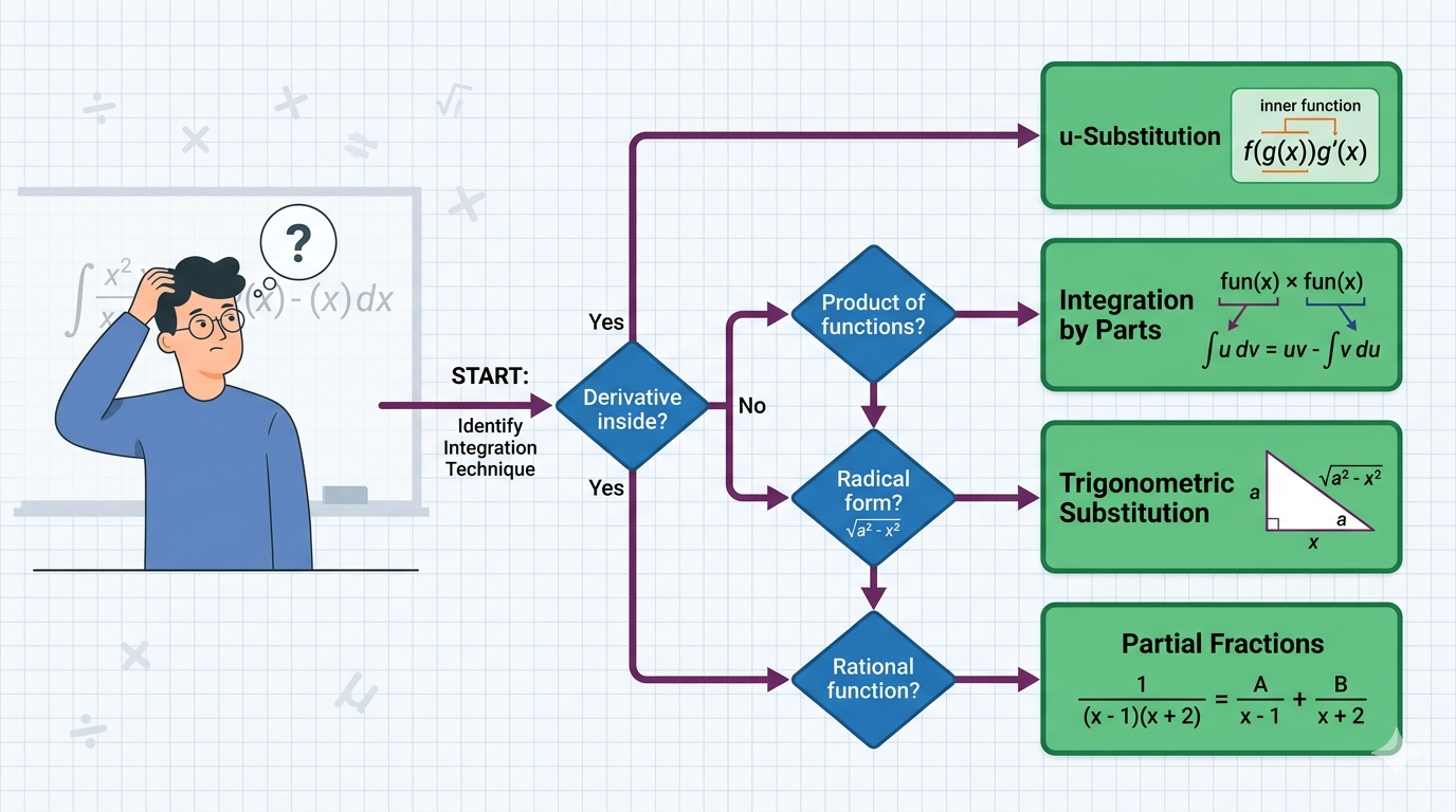 Stop Guessing Integrals: How to Choose the Right Integration Technique (Flowchart Guide)